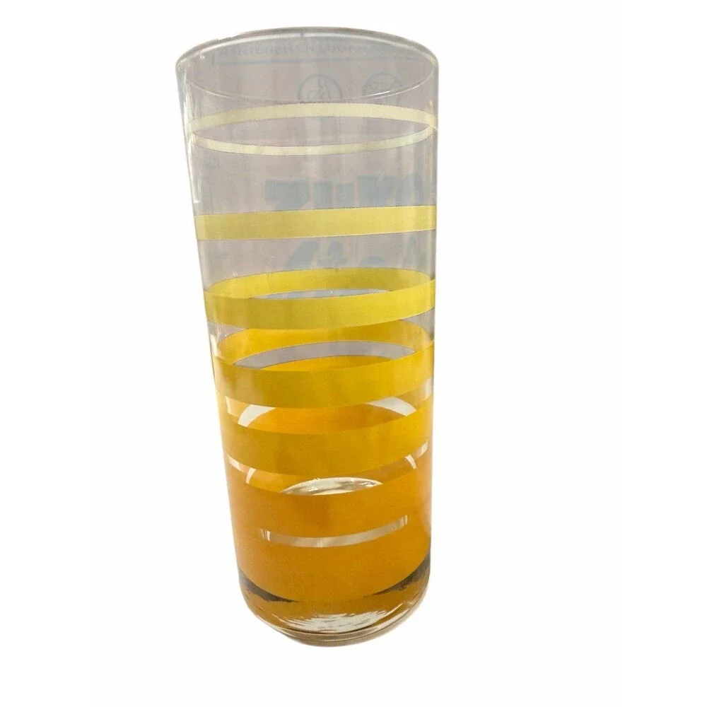 Glass Vintage Set of 4 Yellow & Amber Striped Highball Glasses – Mid Century Ret